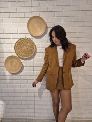 Taba Süet Blazer Ceket