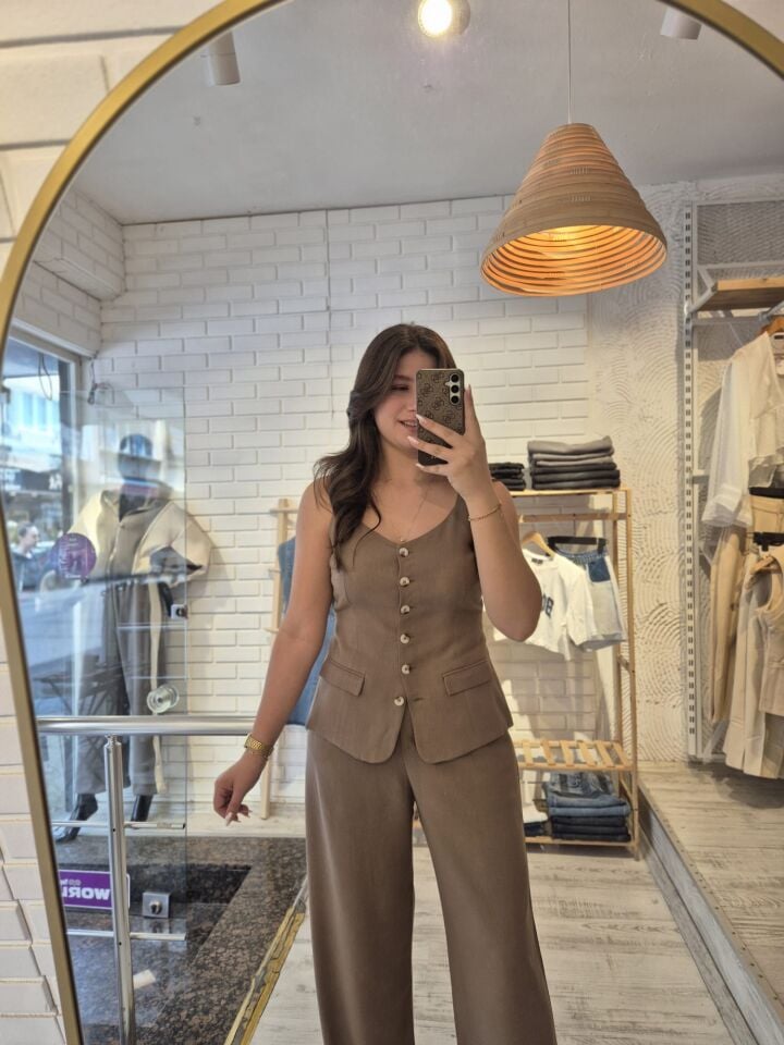 Keten Astarlı Palazzo Pantolon