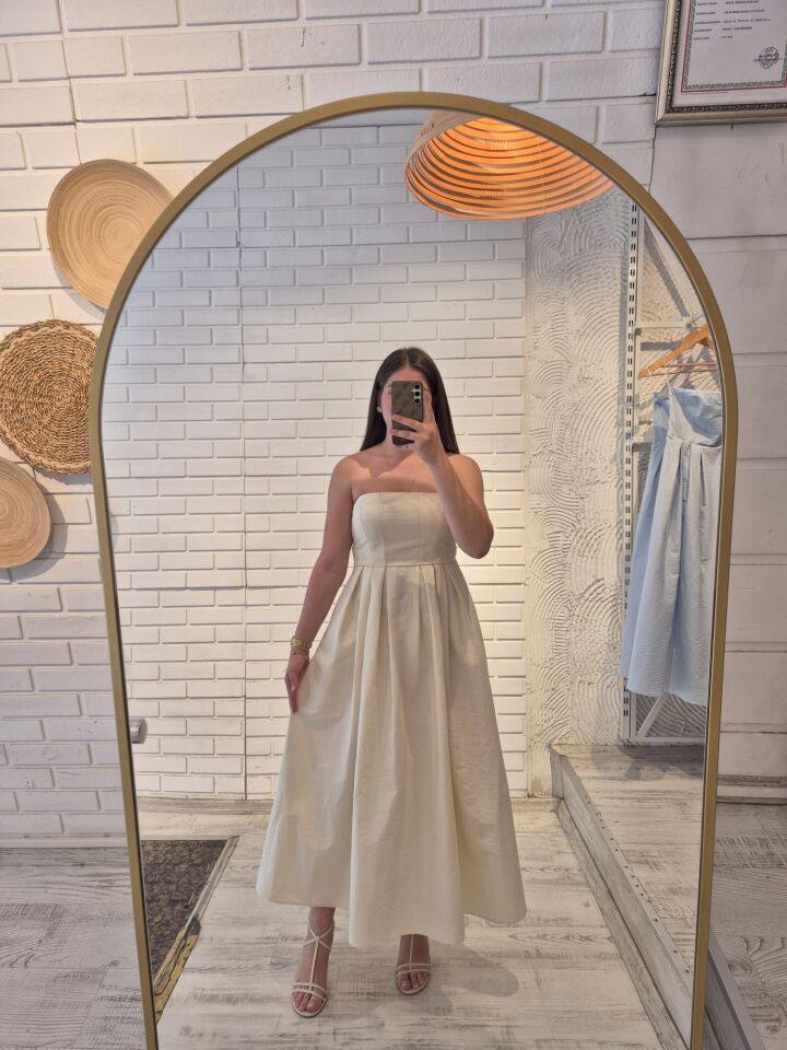 Midi Boy Cep Detaylı Elbise